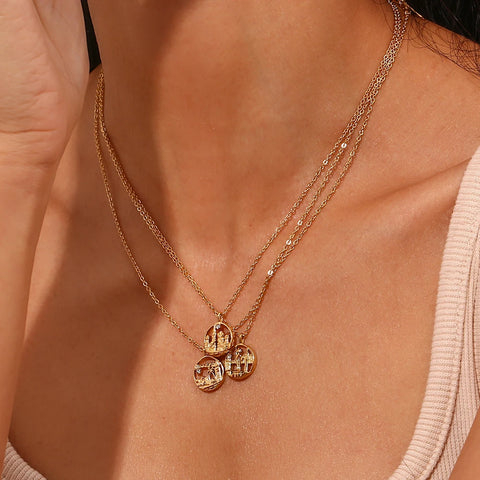 E.B.belle New In Meaningful 18K Gold Plated Stainless Steel Jewelry Famous City Paris New York Coin Necklace For Women Jewelry