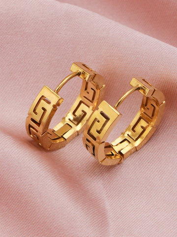 1pair/2pcs New High-End Design Gold Color Stainless Steel 18k Gold Color Roman Digital Hollowed Out Women's Mini Earrings