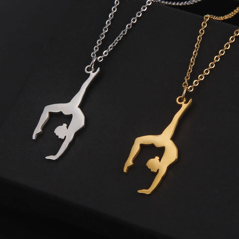 Dreamtimes Gymnastics Necklace Stainless Steel Sports Dance Artistic Gymnastics Skating Athlete Jewelry Pendant Women's Gift