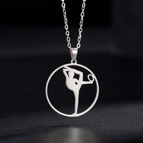 Dreamtimes Gymnastics Necklace Stainless Steel Sports Dance Artistic Gymnastics Skating Athlete Jewelry Pendant Women's Gift