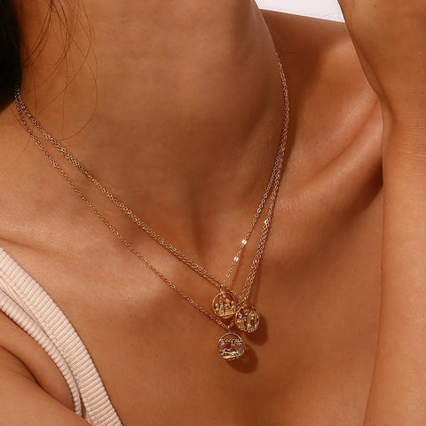 E.B.belle New In Meaningful 18K Gold Plated Stainless Steel Jewelry Famous City Paris New York Coin Necklace For Women Jewelry