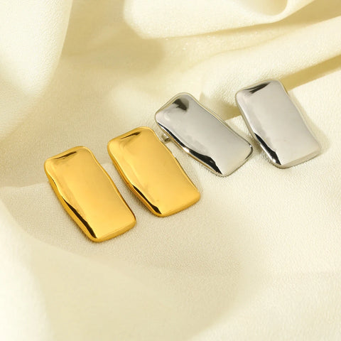 Trendy Stainless Steel Geometric Rectangle Stud Earrings Waterproof 18K Gold Plated Metal Statement Earring Jewelry for Womenf