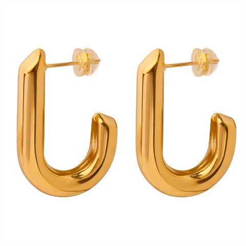 Stainless Steel Chunky Ear Cuff Earrings Classic C-Shape Stacking Drop Earrings For Women Jewelry Gifts