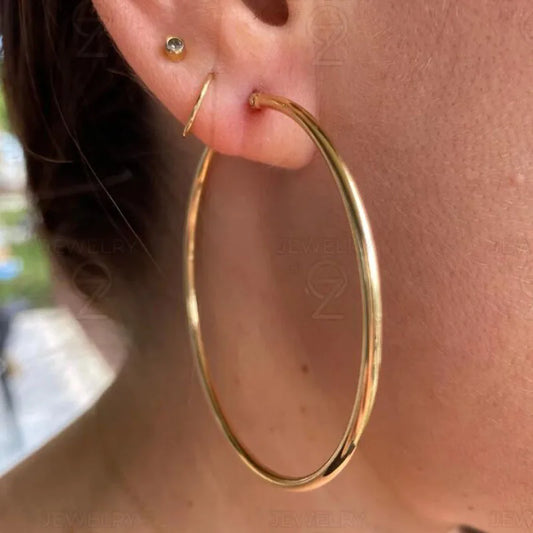 Large Oversized tube hoop earrings stainless steel statement hoop earrings for women minimalist jewelry non tarnish jewelry 2023