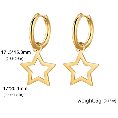 Skyrim Stainless Steel Star Drop Earrings Women Girls Gold Color Hoop Earrings Minimalist Wedding Jewelry Gift for Friends