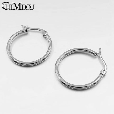 CHIMDOU Gold color Stainless Steel Earrings 2024 Women Small or Big Hoop Earrings Party Rock Gift, Two colors wholesale