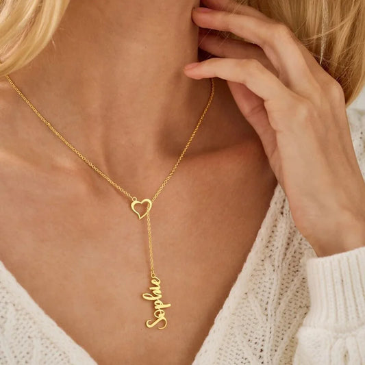 Stainless Steel Custom Name Necklaces With Heart Personalized Nameplate Necklaces For Women Choker