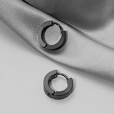 1 Pairs of Earrings Stainless Steel Multiple Black Simple Ear Studs for Men Women Punk Style CZ Round Earring Fashion Jewelry