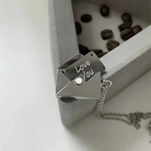 Love Letter Envelope Pendant Necklace Customized Stainless Steel Jewelry Confession Love You for Valentine Day Mother Day Gift