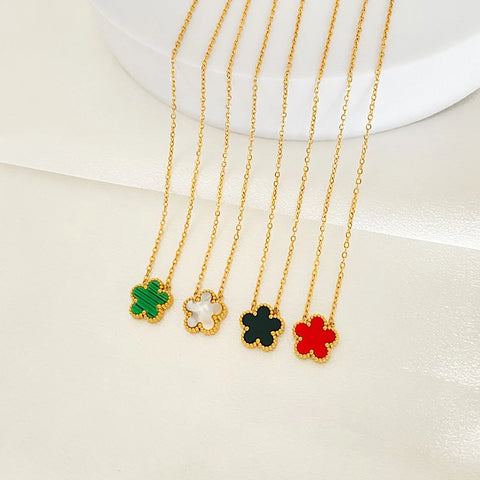 2pcs/set Flower Stainless Steel Pendant Necklace Earrings for Women 2023 Trending Clover New In Fashion Jewelry Set Accessories