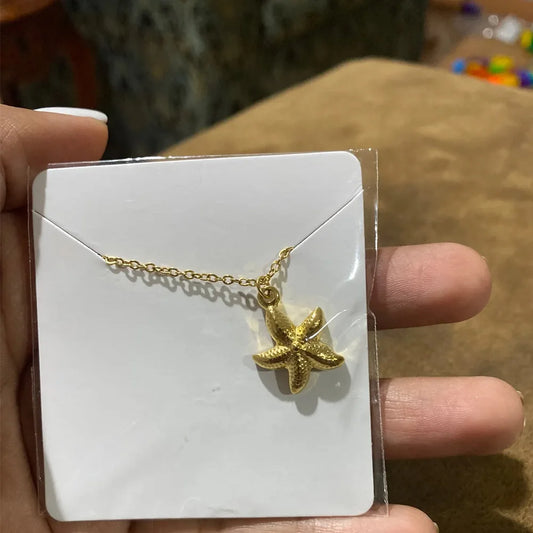 Fashion Starfish Necklaces For Women Gold Color Stainless Steel Necklaces Waterproof Summer Boho Jewelry  Choker Bijoux Femme