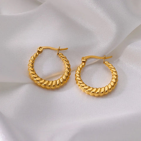 Stainless Steel Earrings for Women Trendy Round Gold Color Hoop Earring New Waterproof Ear Jewelry Accessoires Birthday Gift