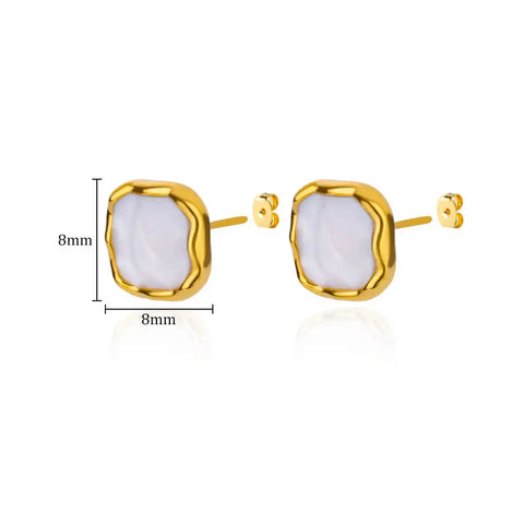 Gold Color Stainless Steel Hoop Earring For Women Simple Black White Round Square Earrings Fashion Jewelry Party Gift New aretes