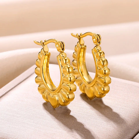 Stainless Steel Hoop Earrings for Women Golden Plated  C Shape Earrings Waterproof Minimalist Fashion Party Jewelry Gift