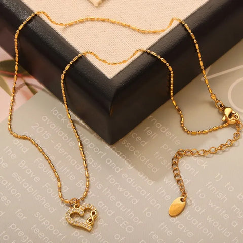 Vintage Women's Stainless Steel Necklace With Pendant Gold Plated Waterproof Necklaces For Women Elegant Woman Choker Neck Chain