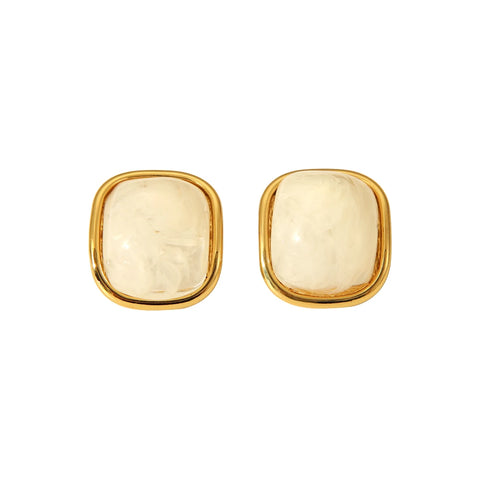 2024 Summer Colorful Resin Swirl Square Stainless Steell Stud Earrings 18k Gold Plated Women Jewelry Waterproof