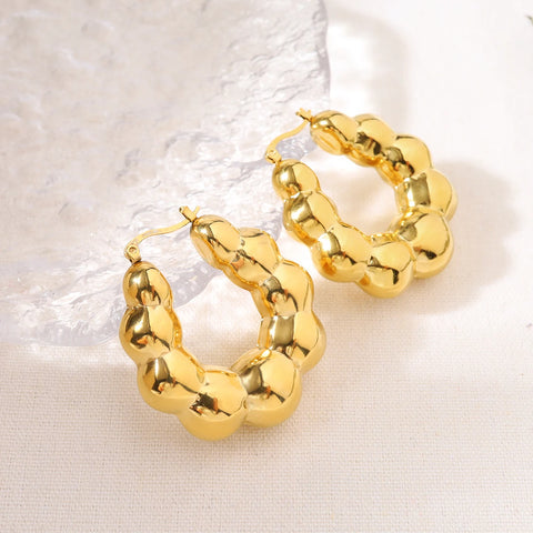 WILD & FREE Stainless Steel Hoop Earrings for Women Statement Chunky 18K Gold Plated Metal Trendy Jewelry Waterproof