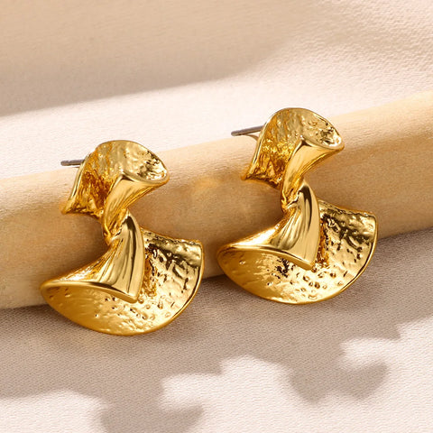 Irregular Distorted Skirt Stud Earrings For Women Gold Color Stainless Steel Earrings Geometric Jewelry Gifts Wholesale