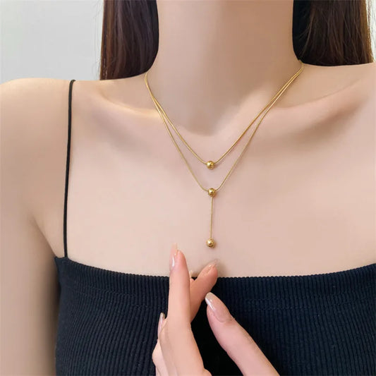 316L Stainless Steel New Fashion Upscale Jewelry Minimalism Sexy Tassel Charms Thick Chain Choker Necklaces Pendants For Women