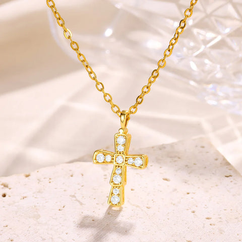 Charm Bow Necklace For Women Romantic Butterfly Heart Zircon Gold Color Cross Choker Stainless Steel Chain Jewelry Xmas Gift