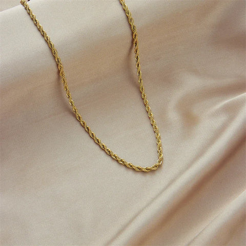 316L Stainless Steel Gold Color Chain Necklace Bracelets For Women Girl Fashion Non-fading Lady Jewelry Set Accessories