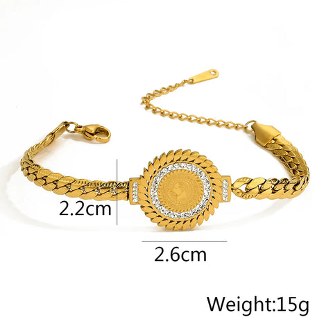 NEWBUY 2024 New Arrival Gold Color Geometric Charm Bracelet For Women Girl High Quality 316L Stainless Steel Jewelry Gift