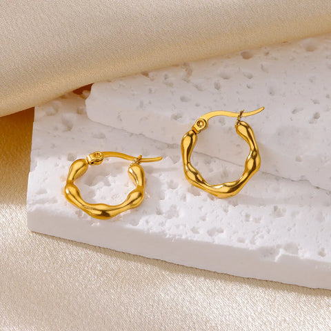 Stainless Steel Earrings for Women Trendy Round Gold Color Hoop Earring New Waterproof Ear Jewelry Accessoires Birthday Gift