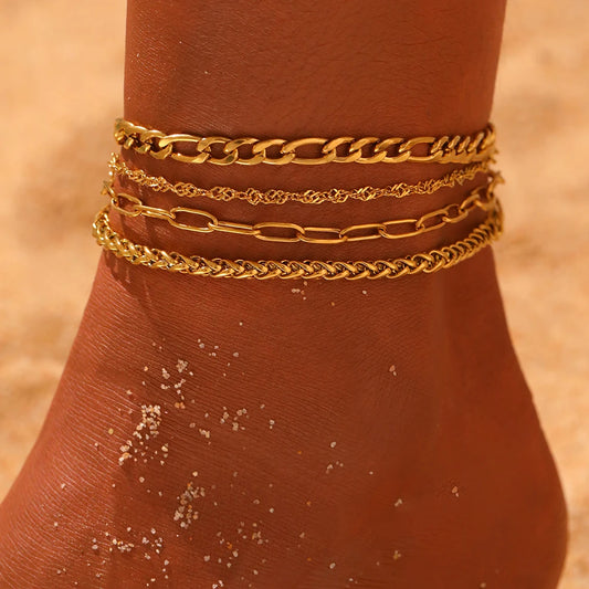 Stainless Steel Anklet New Exquisite Light Luxury Multi-Layer Chain Trendy Temperament anklet For Women Jewelry Everyday Wear