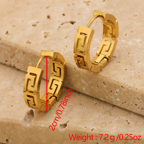 1pair/2pcs New High-End Design Gold Color Stainless Steel 18k Gold Color Roman Digital Hollowed Out Women's Mini Earrings