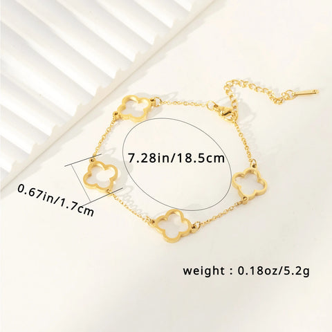 1 Pc Golden Bracelets for Women Stainless Steel 18K Gold Plated Clover Bracelet Trendy  Four Leaf Bracelets Jewelry Gifts