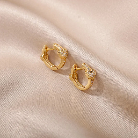 Stainless Steel Heart Earrings For Women Punk Heart Zircon Hoop Earring Wedding Party Jewelry Gift Bijoux Femme 2022 Bff