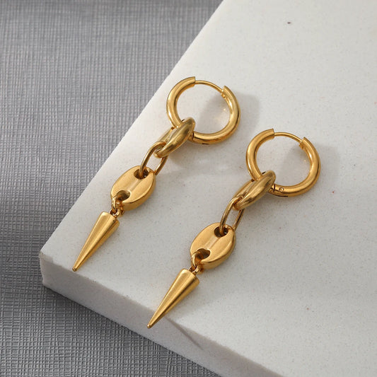 VG 6YM 18K Real Gold Plated Luxury Earrings Waterproof and Anti-Fading Stainless Steel Peach Heart Dangle Earrings Accessories