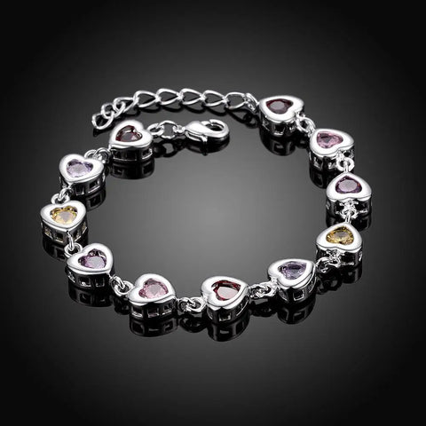 Fine 925 Sterling Silver Elegant Charm Bracelets Beautiful Crystal Jewelry Fashion for Women Wedding Lady Cute TRENDY