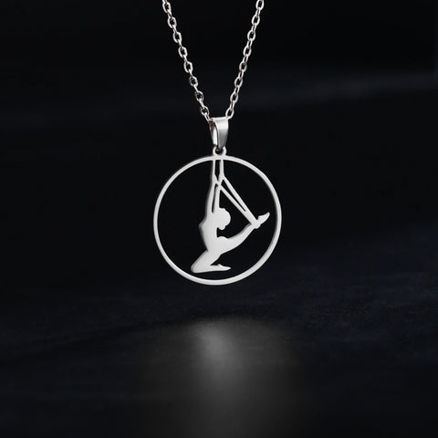 Dreamtimes Gymnastics Necklace Stainless Steel Sports Dance Artistic Gymnastics Skating Athlete Jewelry Pendant Women's Gift