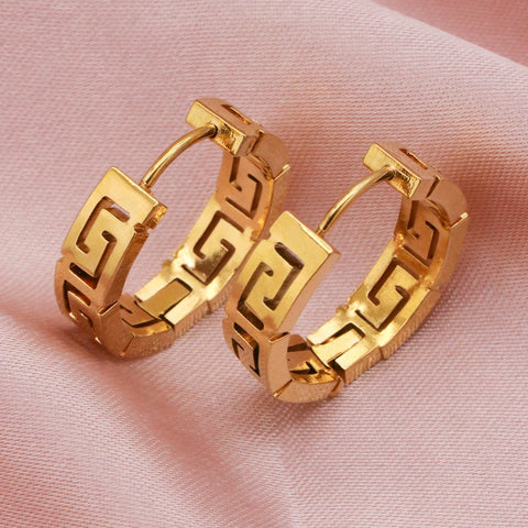 1pair/2pcs New High-End Design Gold Color Stainless Steel 18k Gold Color Roman Digital Hollowed Out Women's Mini Earrings