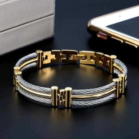 High Quality Splicing Chain Link Charm Fashion Bracelets Soft Health Stainless Steel Cuff Sporty Men Women Bangles Pulseira