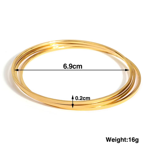 Greatera 3pcs/set 2mm Stainless Steel Thin Bangles Bracelets for Women Gold Plated Stackable Bracelet  Waterproof Jewelry