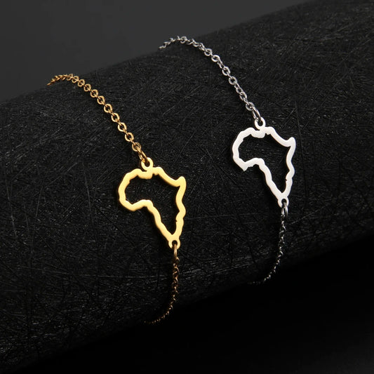 Amaxer Africa Map Hollow Pendant Bracelet Stainless Steel Bracelets For Women Girl Birthday Jewelry Party Gifts Wholesale