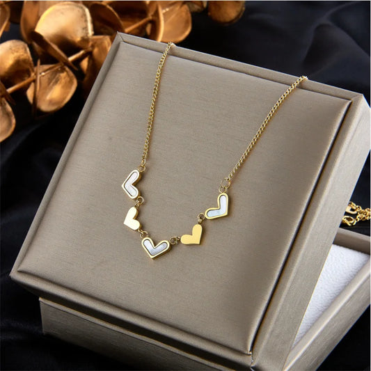 316L Stainless Steel New Fashion Upscale Jewelry Natural Shells Love Heart Charms Chain Choker Necklaces & Pendants For Women