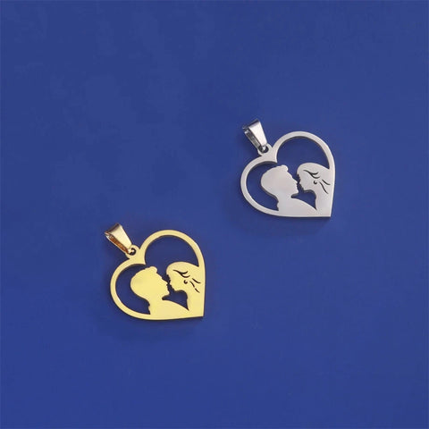 EUEAVAN 1pc Romantic Lovers Pendants Couple Stainless Steel Love Heart Pendant Charms for Necklace Jewelry Making DIY Supplies