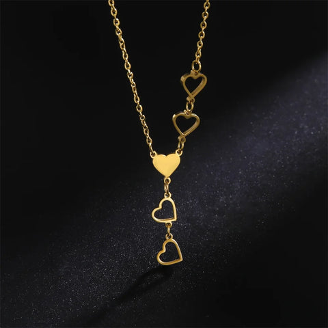 Skyrim Continuous Love Pendant Stainless Steel Necklace Women's Girls Fashion Korean Wave Sweet Romantic Jewelry Gift New 2024