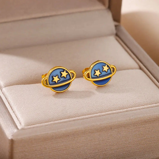 Tiny Colorful Enamel Starfish Stainless Steel Earrings for Women Girl Gold Color Stud Earring Waterproof Vacation Jewelry Gifts