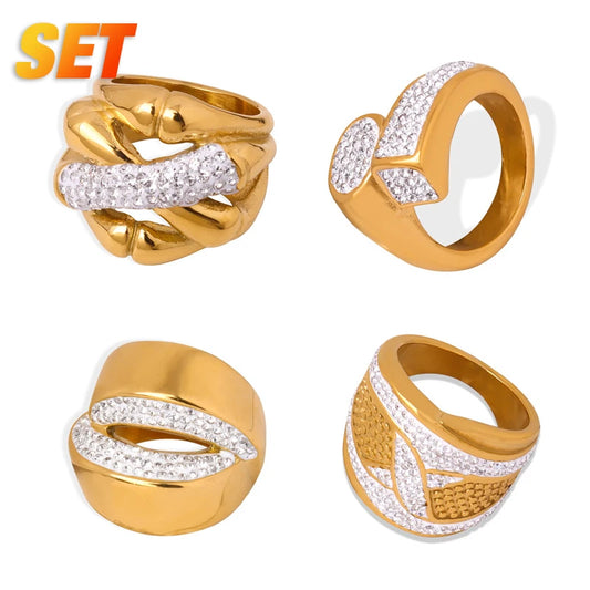 Beautiful Stainless Steel Rings For Women Trend New Inlaid CZ Women's Ring Luxury Jewelry Woman Wedding Gift