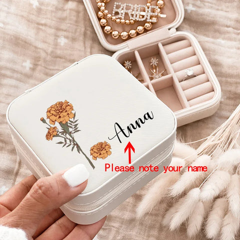 Custom Name  Jewelry Boxes Travel Jewelry Case with Name Mother's Day / Birthday / Holiday Gifts for Her Bridesmaid Proposal