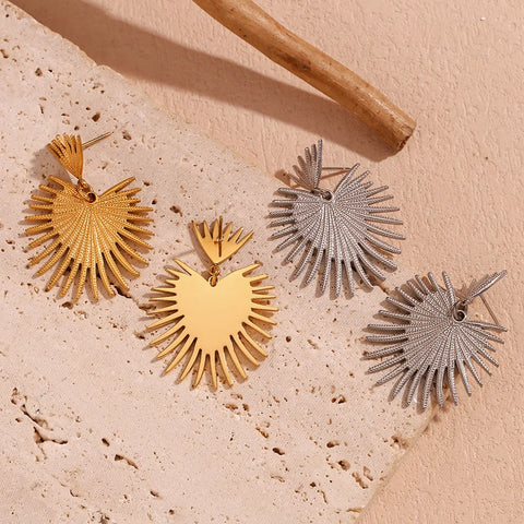 Waterproof Smooth Stainless Steel Temperament Cactus Earrings for Women Statement Gold Color Women Jewelry