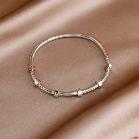 Classic Stainless Steel Open Bangles&bracelets for Women Fashion Brand Jewelry Delicate Full Crystal Bangles