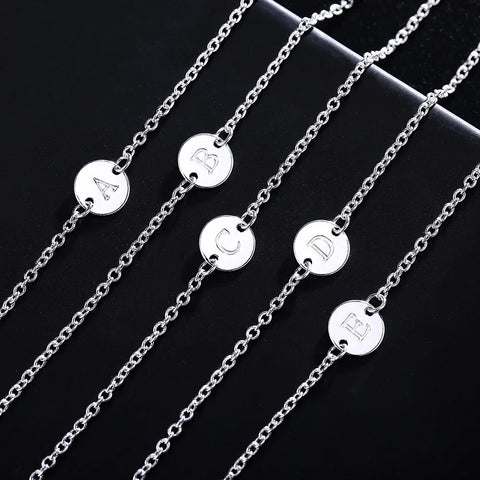 925 Sterling Silver 26 Letter Women Men Chain Bracelet Anklet Charm  Wedding Personality Jewelry Lady Gift Party