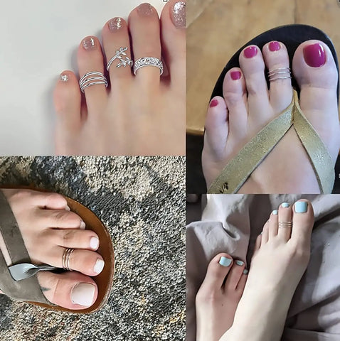 3Pcs Stainless Steel Simple Foot Ring Adjustable Opening Toe Ring for Women Girl Man Summer Beach Vacation Jewelry Finger Ring