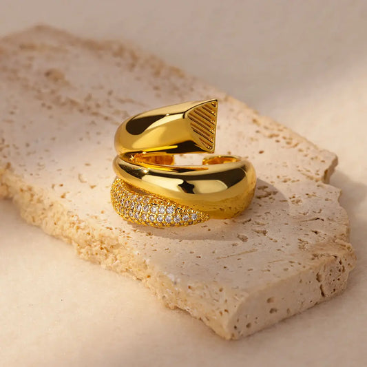 Stainless Steel Rings for Women Vintage Open Adjustable Finger Ring Gold Color Fashion Female couple Ring Jewelry Gift