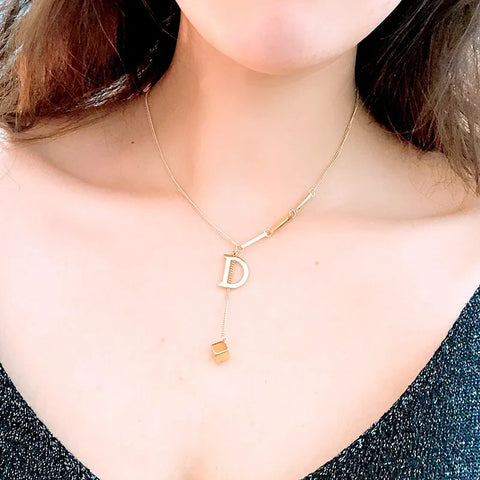 Stainless Steel Initial Letter Necklace For Women Gold Color 26 Alphabet Pendant Choker Clavicle Chain Necklace Jewelry Gift